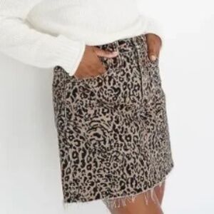 NWT MADEWELL | Rigid Denim A-Line Mini Skirt in Leopard Sz 28